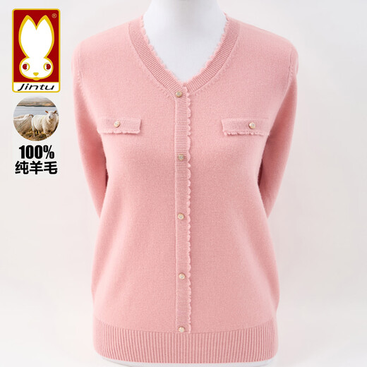Jintu brand 100% pure wool sweater 2025 autumn and winter new style middle-aged women's mother's sweater fashionable knitted sweater top gray 100 pure wool L recommended 90-105Jin Jin equals 0.5 kg