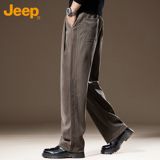 JEEP Casual Pants Men's Autumn and Winter Straight Loose Work Pants Men's Trendy and Versatile Men's Pants Brown XL