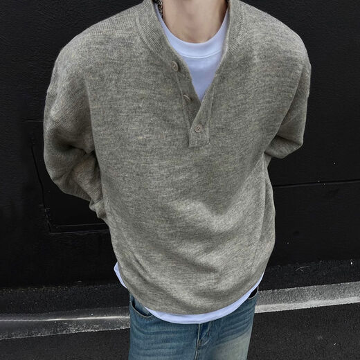 Pupan American style lazy style cleanfit Henry collar sweater men's autumn and winter bottoming thickened sweater jacket dark gray autumn and winter upgraded heavyweight model M M95 to 115Jin Jin is equal to 0.5 kg and can be worn