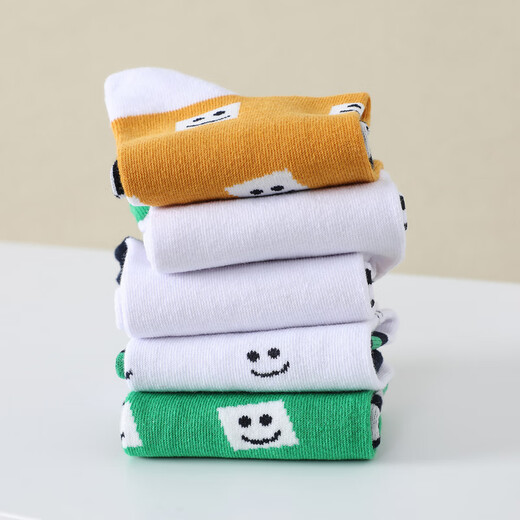 Jeanswest Jeanswest Women's Casual Color Block Stockings 2025 Winter New Women's Casual Stockings L6 5 Pairs Black and White*2+Green and White+Green+Yellow 6S83 One Size