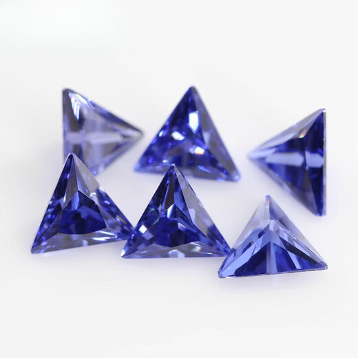 Quan Yin quality tanzanite sapphire loose stone straight triangular zirconium raw stone ring face 5A artificial gemstone ring jewelry 9*9mm