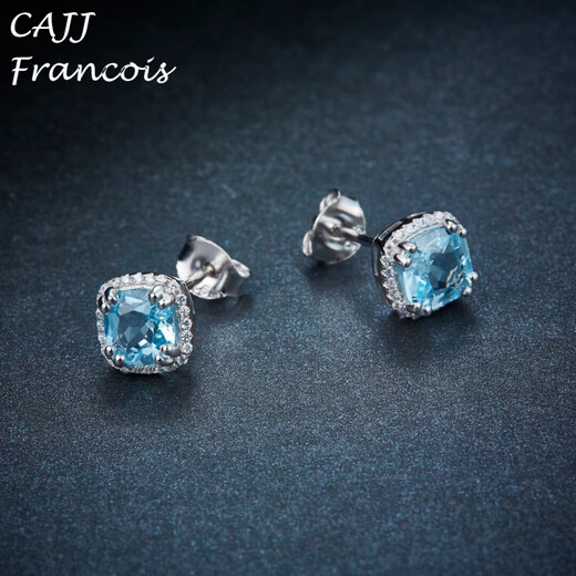 Keshan topaz earrings for women, daily commuting, simple, 925 silver, given as a gift, for self-wear, natural colored gemstones, jewelry and gemstones