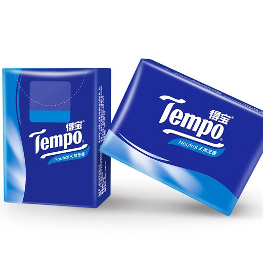 TEMPO handkerchief paper is naturally fragrance-free, not easily broken when wet, mini facial tissue small pack, paper towel napkin, thickened, 4 layers, 7 sheets*12 pack