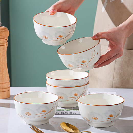 Ceramic bowl for household festive housewarming, dishes, tableware set, Suijinghao rice bowl, Suijinghao 3 bowls