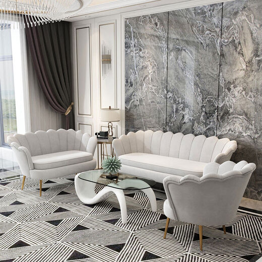 Yusenyi Nordic Simple Fabric Sofa Small Living Room Apartment Beauty Salon Clothing Store Wedding Dress Reception Internet Celebrity Light Blue Full Fabric Full Fabric Double Position