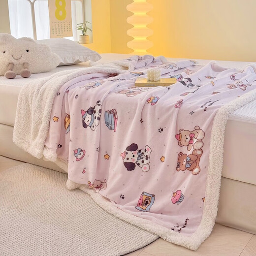 Fantasy A-type three-layer thickened plus plush blanket milk velvet office nap blanket kindergarten blanket autumn and winter blanket Huahuaxiong double-layer thickened high-gram weight milk velvet + lamb's velvet 150*200 single blanket A-type skin-friendly warm can be spread and covered