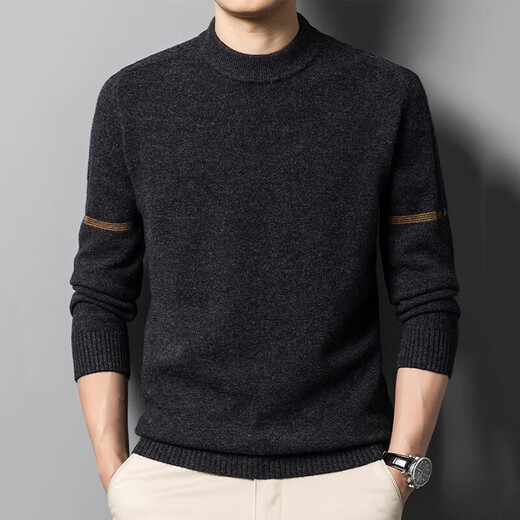 XJSGS official international brand luxury men's high-end 100% woolen sweater autumn and winter new casual round neck sweater high-end cirrus ready stock XL /115 recommended 135-155 Jin Jin equals 0.5 kg