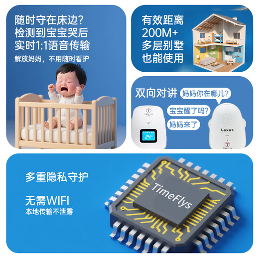 Meixin baby monitor Lexus children's room sleeping artifact nap cry monitoring alarm two-way intercom care device Lexus two-way high-end version