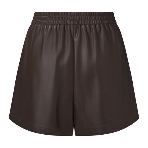 Gloria PU leather shorts for women 2025 new autumn and winter popular wear high waist pants for small people 1ECC1A450 90Y dark brown S