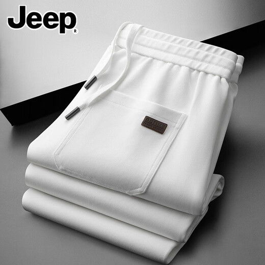 Jeep (JEEP) high-end casual pants for men spring and autumn new pure cotton loose sports pants men's trousers middle-aged thickened men's trousers spring and autumn style open placket dark blue XL recommended 145-160 Jin Jin equals 0.5 kg