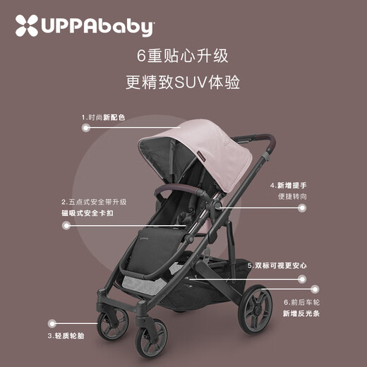 UPPAbabyCRUZ V2+ high view stroller, two-way sit-down, foldable baby stroller, oatmeal gray-LIM