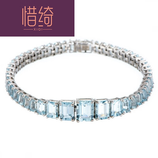 Xiqi noble square aquamarine 925 silver bracelet female palace elegant gemstone bracelet big birthday holiday gift day holiday gift
