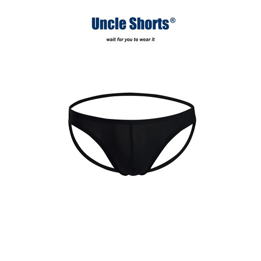 Uncle Shorts sexy double thong men's underwear hollow hip lifting sports breathable mesh thin strap briefs black_sexy mesh double thong briefs XL _145-165Jin Jin equals 0.5 kg