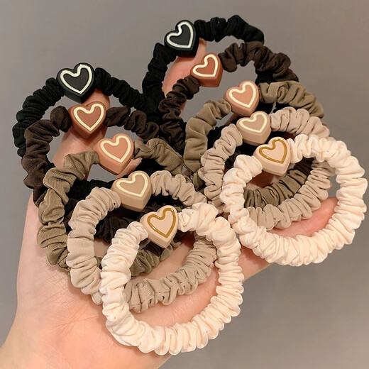 Ye Feili 5 love hair ropes for girls with ball head and ponytail high elastic rubber band hair rope that does not hurt the hair small intestine hair ring leather sheath hair accessories