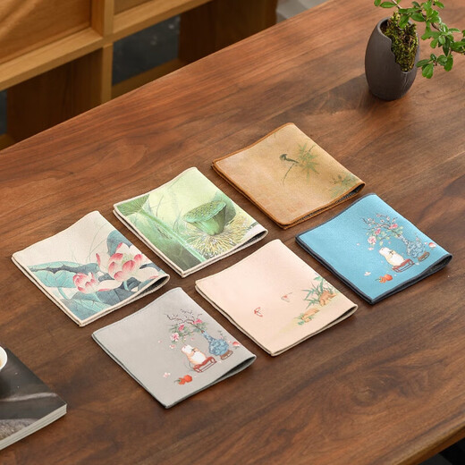 Thickened absorbent tea towel, tea cloth, high-end tea table, special rag for tea table, ancient style pot towel, tea coaster, tea mat, Qianli Jiangshan tea towel 30*16cm 1 piece
