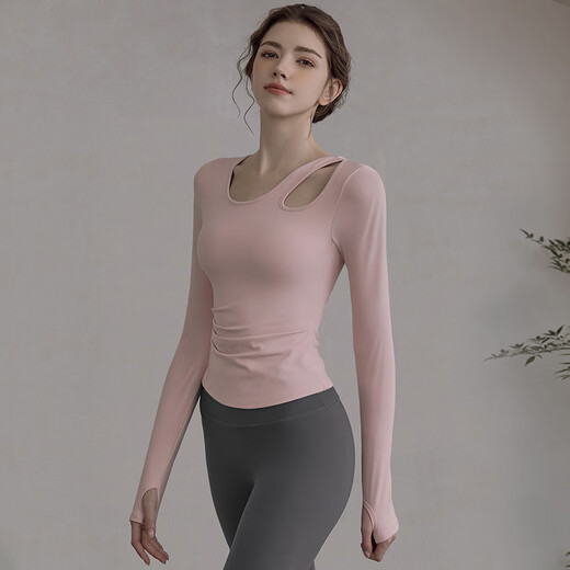 LULULMCCTN Yoga tops with chest pads for women, autumn new Pilates professional training sports suit, milky white short-sleeved M