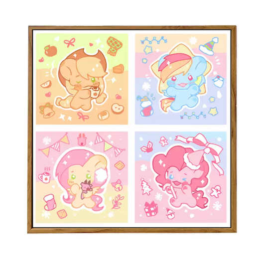 Pintura digital de dibujos animados personificados de Pony y Baoli lindo para colorear para colorear para niños pintados al óleo de dibujos animados LL13658 Pintura acrílica + lienzo profesional + cepillos profesionales múltiples + herramientas de colgación de pared de 20x20 cm de espesor Marco interno de madera maciza de espesor