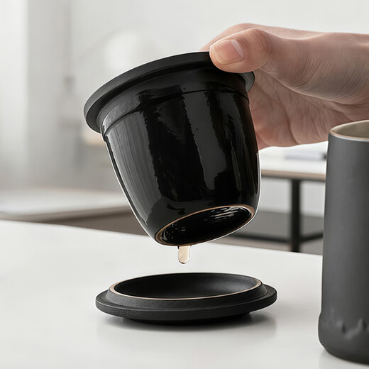 Yi Jia (IJARL) tea cup, tea water separation cup, office tea cup, fair cup, office cup with filtered tea leakage tea set 400ml