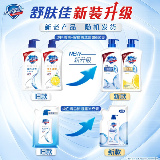 Safeguard Healthy Purifying Shower Gel Pure White Fragrance 650g + Lemon Scent 650g Shower Lotion New and Old Packaging Random