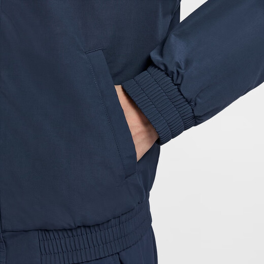 Nike Men's Polar Fleece Lined Jacket Winter Loose Woven Casual Stand Collar Jacket NIKE FZ0657 451 Obsidian/White M