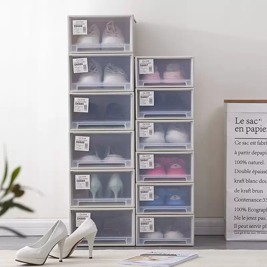 Yusenyi shoe box drawer-type transparent plastic men's and women's shoe storage box, thickened, multi-layered, dust-proof, assembly-free shoe cabinet D, three packs (assembly-free) (everyone agrees) 36x28x16.6cm