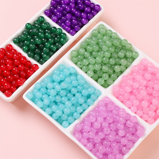 Imitation jade hand string beads loose bead bracelet diy material crystal handmade beads hand string bead accessories light green 50 pieces 8mm