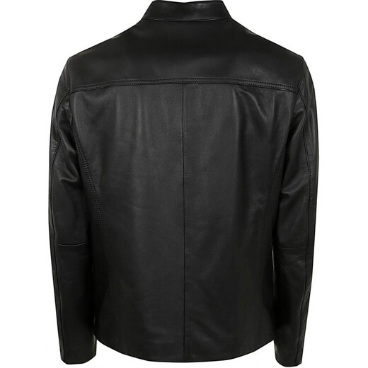 MICHAEL KORS纯色立领拉链长袖皮衣男款黑色 黑色 M