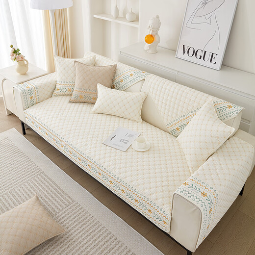 MUJI Class A Maternal and Infant Grade Pure Cotton Sofa Cushion 2025 New Leather Sofa Special Cover Cloth Anti-Slip Cover 90*240cm