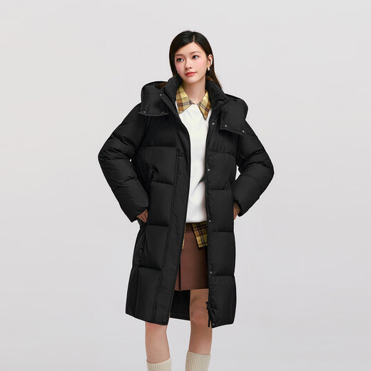 Semir Chen Duling | Down Jacket Women's Winter Long High Clean 90 Velvet Contrast Color Hooded Bread Jacket 101724113003