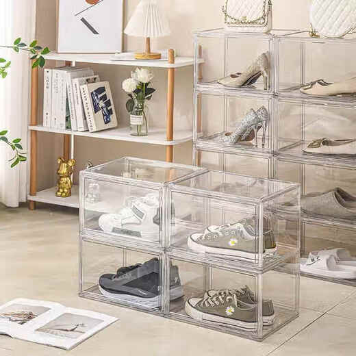 Sailotou transparent magnetic acrylic shoe box sneaker storage box thickened shoe box anti-oxidation household shoe storage 36x27x fully transparent upgraded double door thickened full HD magnetic 12 pack