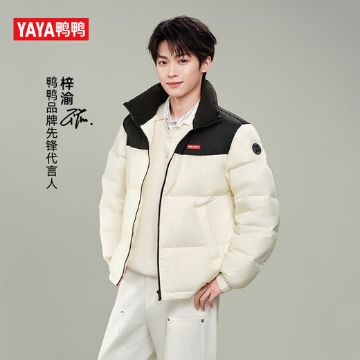 YAYA Ziyu same style down jacket for women 2025 winter new couple short stand collar warm bread men's jacket HY blue light black L 175/92A