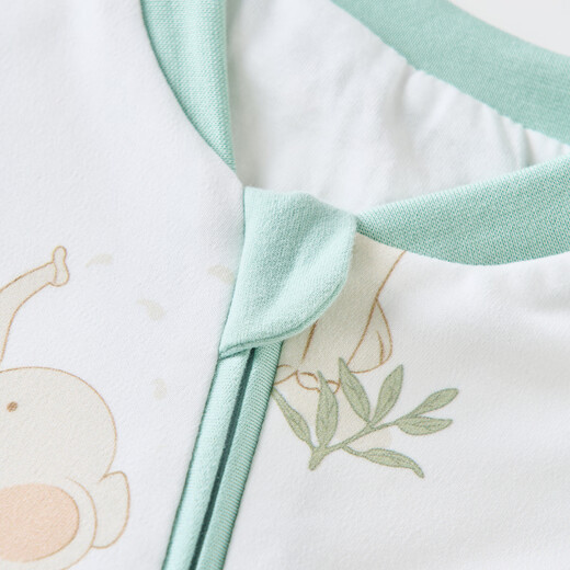 TONGTAI baby sleeping bag, pure cotton constant temperature baby double-layer long-sleeved one-piece pajamas for boys and girls, anti-jump and anti-kick quilt, green L