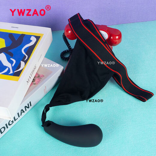 Special sexy temptation sm men's going out thong anal plug underwear leg tightening sexy N14 black combination fingertip silicone + underwear inch A28-32