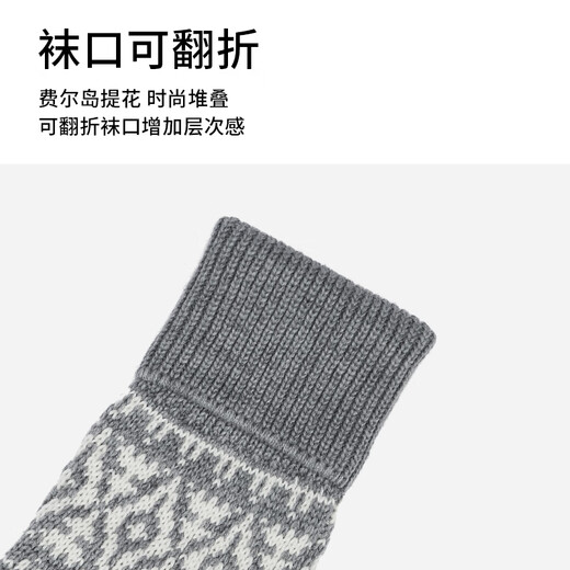 Hotwind Shopping Mall Same Style Women's Sock Covers Winter New Fashion Fair Isle Jacquard Sock Covers Snow Boots Piles of Socks 09 Gray One Size
