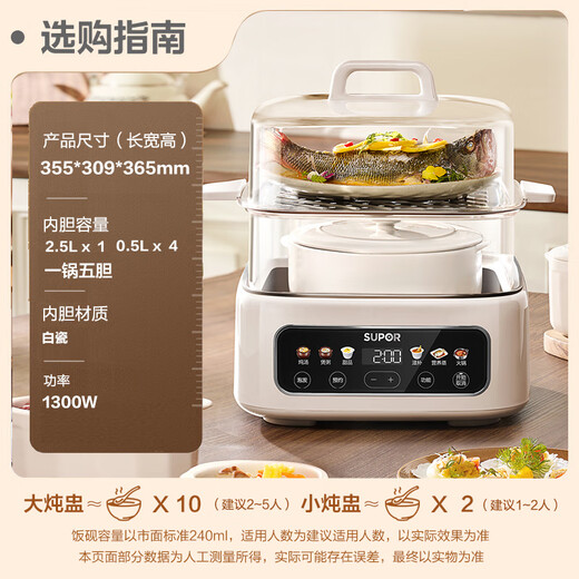 SUPOR electric stew pot, soup pot, water-proof stew pot, 0-coating household multi-function pot, stew and steam all-in-one 17L electric stew pot, stew pot, electric steamer DZ20FC871