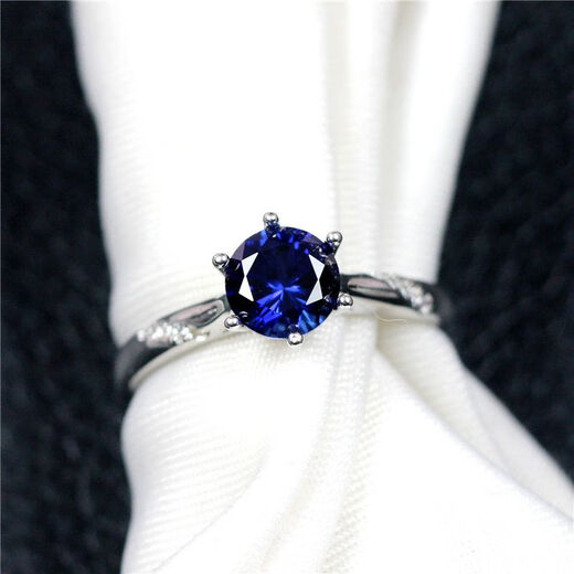 Ruoximeng 925 sterling silver tanzanite ring for women, one carat sapphire, Japanese and Korean personalized fashionable birthday gift that does not fade, sterling silver live mouth (1 carat/6.5mm) M5