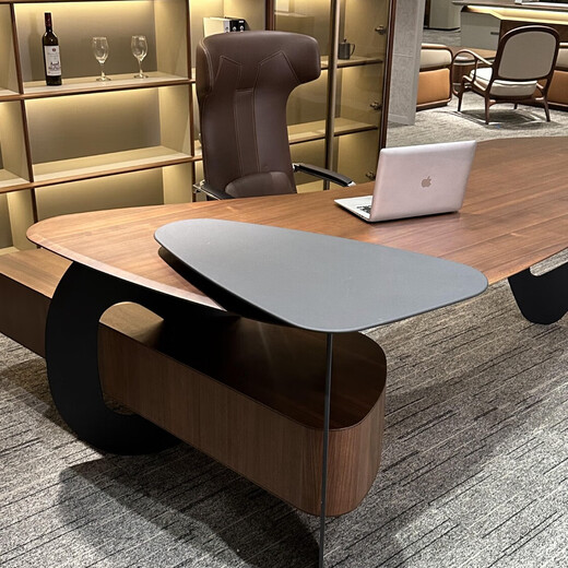 Aesthetic style Italian minimalist solid wood desk boss desk simple modern North American black walnut light luxury high-end desk size customization (contact customer service)