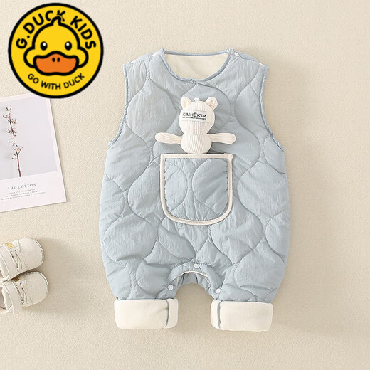 G.DUCKKIDS baby jumpsuit overalls vest vest baby autumn cotton pants newborn autumn and winter outer wear quilted pants blue 36cm 66 size (8-12Jin Jin is equal to about 0.5 kg)