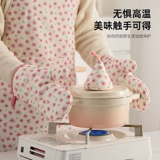 Yong Huan Mi Li Feng Wu Thickened Microwave Oven Gloves High Temperature Resistant Oven Insulated Anti-scalding Gloves New Kitchen Baking Tools Tea Break Bear Insulated Gloves 2 Pack