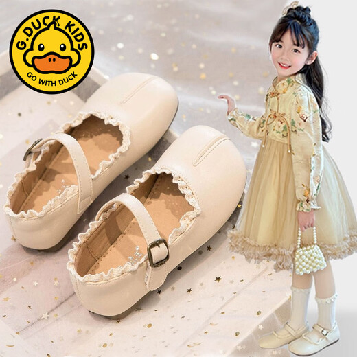 G.duck Girls' Small Leather Shoes 2025 Spring and Autumn New Children's Shoes Soft Sole Princess Shoes Spring Autumn and Summer Baby Girl Soft Sole Shoes Dark Brown 23 The inner length of the shoe is about 13.5cm