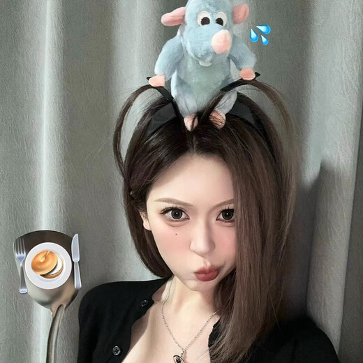 Ratatouille funny headband for women, cute and funny creative cartoon doll headband, funny hair clip headband, funny little mouse headband
