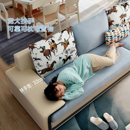 Quanyou Home Modern Simple Home Large Apartment Corner Sofa Living Room Solid Wood Frame Fabric Sofa Government Subsidy