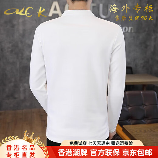 CKEY light luxury high-end stand-up collar long-sleeved t-shirt for men 2025 new trendy casual bottoming shirt thin Henry collar top for men t black brand straight hair L 110-120Jin Jin is equal to 0.5 kg