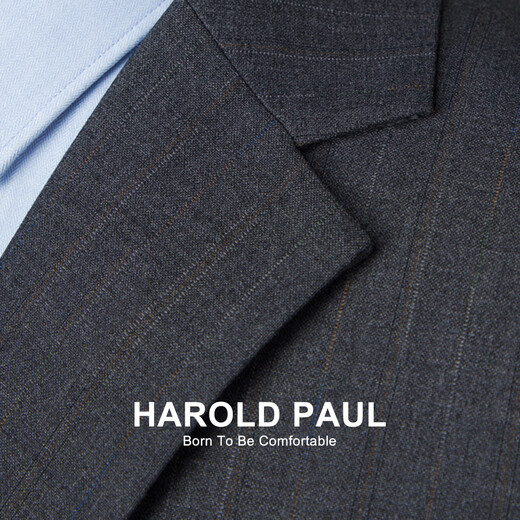 HAROLD PAUL dark gray striped no-iron anti-wrinkle suit men's business casual dark gray XL recommended 65-75kg (refer to the size chart)