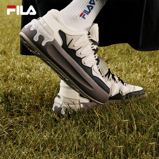FILA official women's sneakers CARROT modern carrot shoes versatile fashion heightening white shoes sports casual shoes for women first snow white/black-PB 40