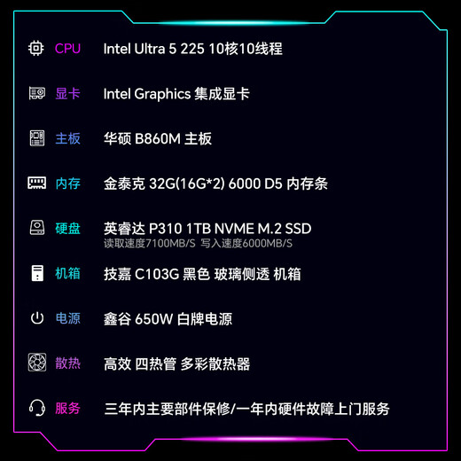 Inno3D Magic Blade 504 U5 225/32G/1TB solid-state desktop computer game desktop computer host complete set