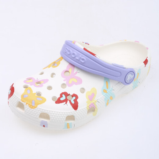 Crocs (CROCS) classic butterfly print children's shoes for boys and girls Clog211255-0WV chalk color 33/34