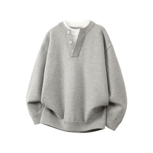 Playboy (PLAYBOY) Casual Lazy Style Henley Collar Sweater Men's 2025 Winter New Loose and Versatile Knitted Sweater Top Black M