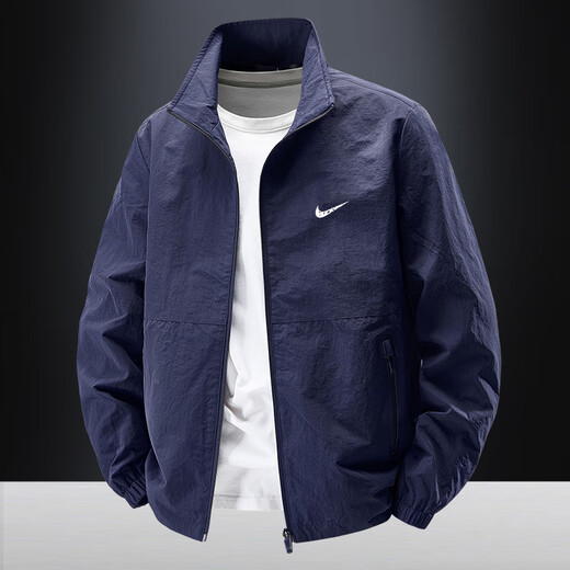 Sports jacket men's winter velvet coat casual top stand collar autumn and winter breathable windproof middle-aged fishing jacket black 3XL 160-175Jin Jin equals 0.5 kg