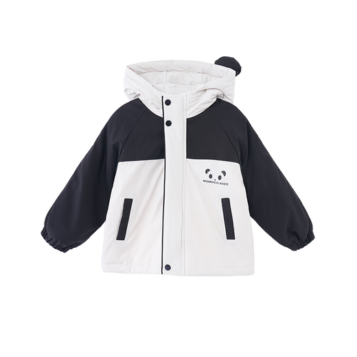Mami Maka (MOMOCO) children's coat winter thick velvet boys hooded trendy panda cotton coat black 130